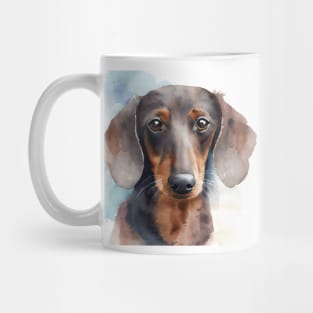 Watercolor Dachshund Black and Brown Portrait Mug